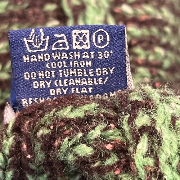 Nua Hoodie Sweater Irish Knit Womens Medium Green Brown Merino Wool Silk Blend - Picture 10 of 10